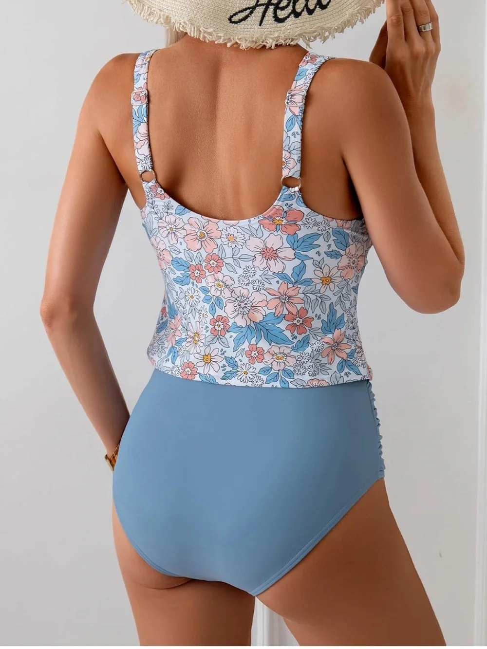 Two Piece Tankini Swimsuit Tummy Control U Back Swim Tank Top. 1966/8-3